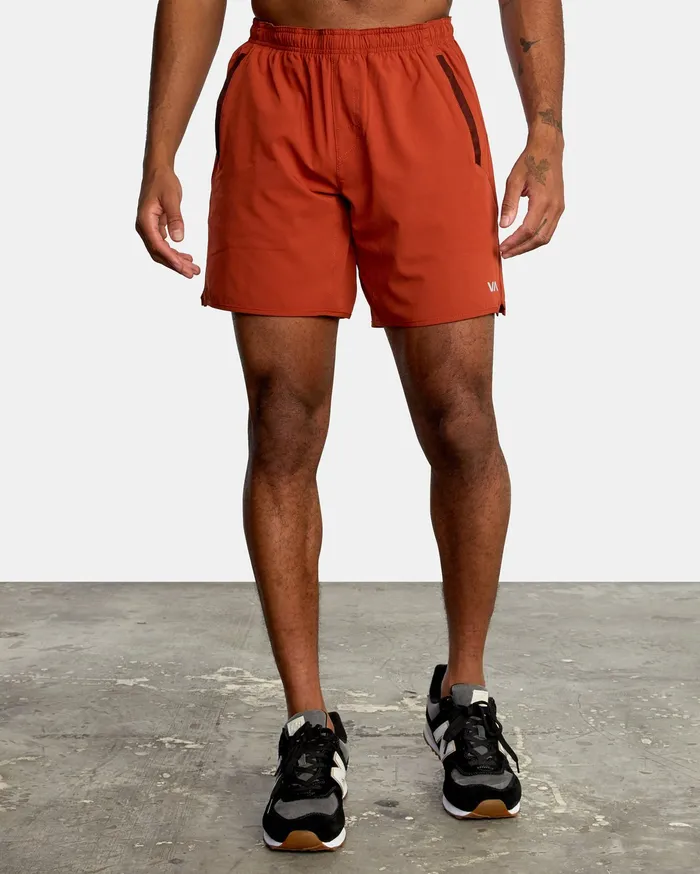 RVCA Mens Shorts Yogger Stretch Athletic Shorts 17034 Brick Red Brk Online