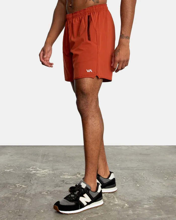 RVCA Mens Shorts Yogger Stretch Athletic Shorts 17034 Brick Red Brk Online