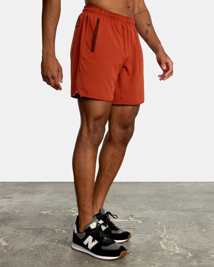 RVCA Mens Shorts Yogger Stretch Athletic Shorts 17034 Brick Red Brk Online