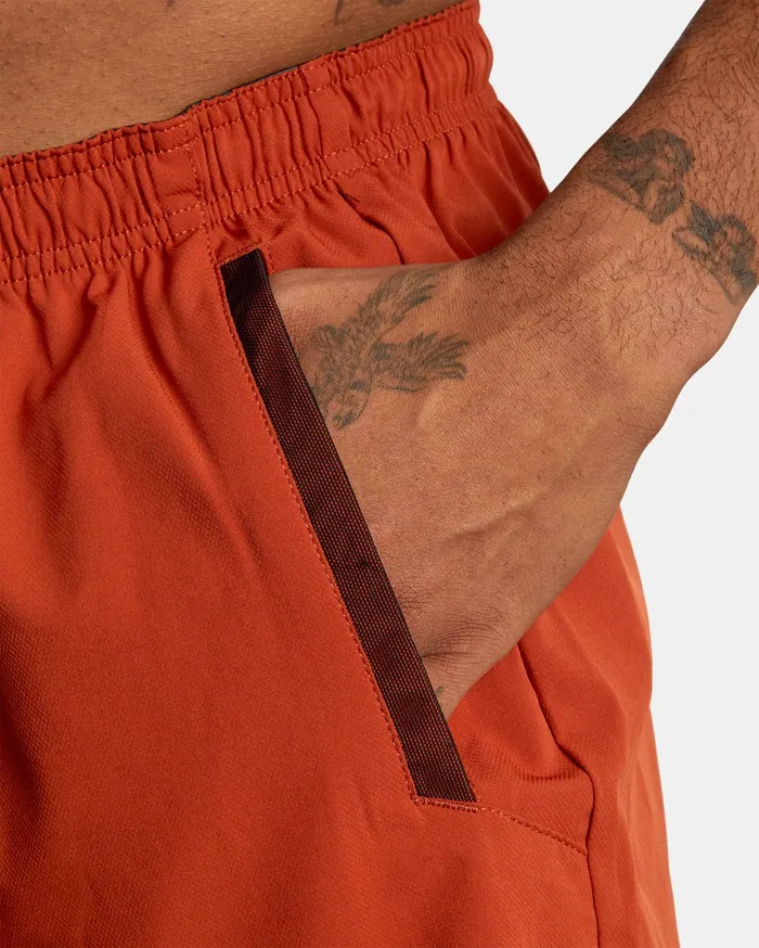 RVCA Mens Shorts Yogger Stretch Athletic Shorts 17034 Brick Red Brk Online