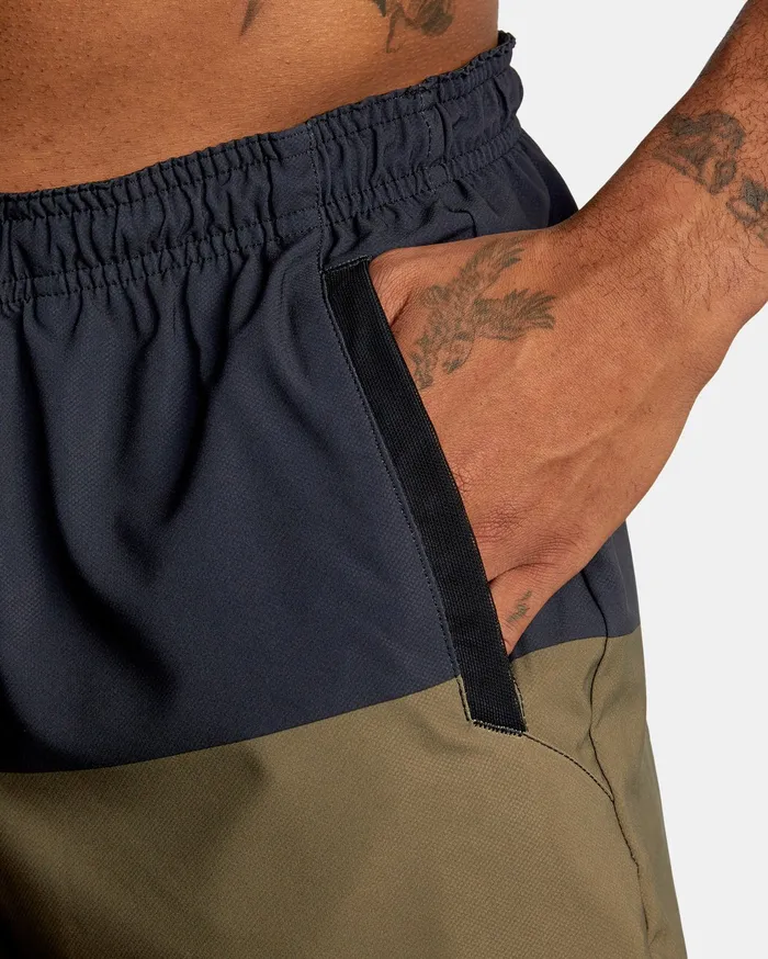 RVCA Mens Shorts Yogger Stretch Athletic Shorts 17034 Combat Blocked Cqn5 Casaul