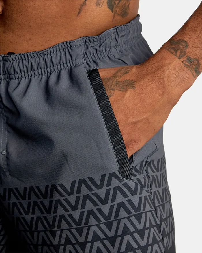 RVCA Mens Shorts Yogger Stretch Athletic Shorts 17034 Grey Black Va Stripe Kvd9 On Sale