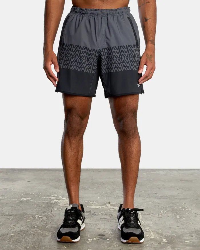 RVCA Mens Shorts Yogger Stretch Athletic Shorts 17034 Grey Black Va Stripe Kvd9 On Sale