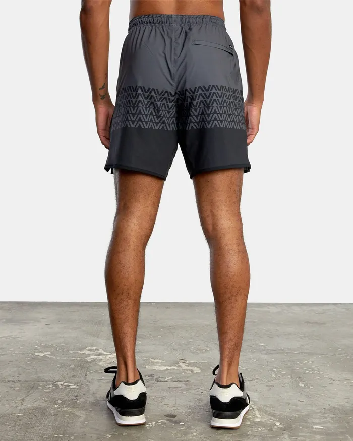 RVCA Mens Shorts Yogger Stretch Athletic Shorts 17034 Grey Black Va Stripe Kvd9 On Sale