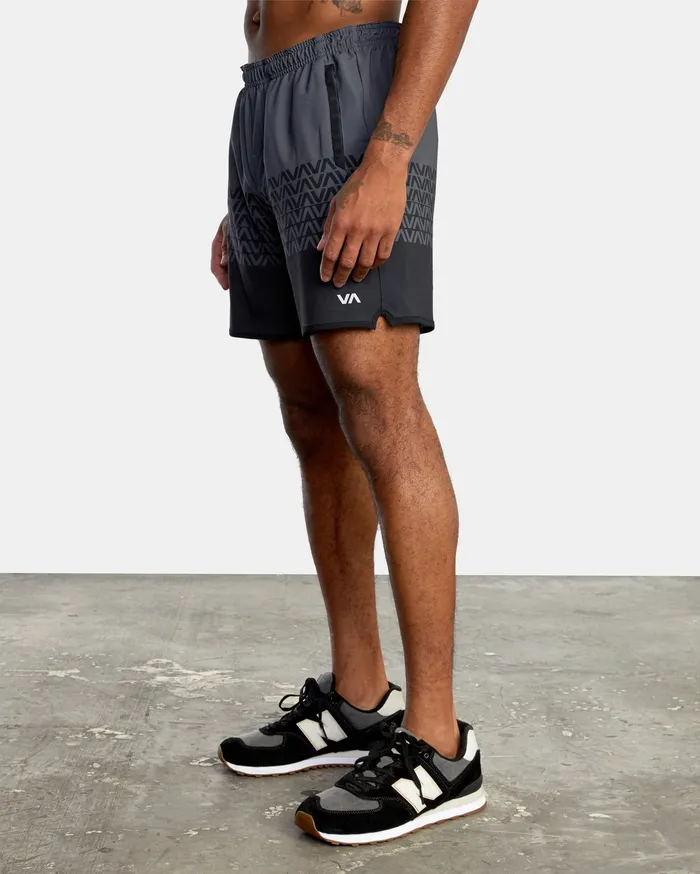 RVCA Mens Shorts Yogger Stretch Athletic Shorts 17034 Grey Black Va Stripe Kvd9 On Sale