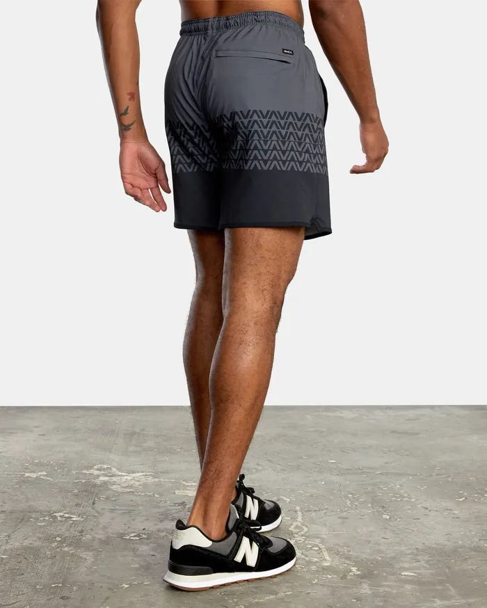 RVCA Mens Shorts Yogger Stretch Athletic Shorts 17034 Grey Black Va Stripe Kvd9 On Sale