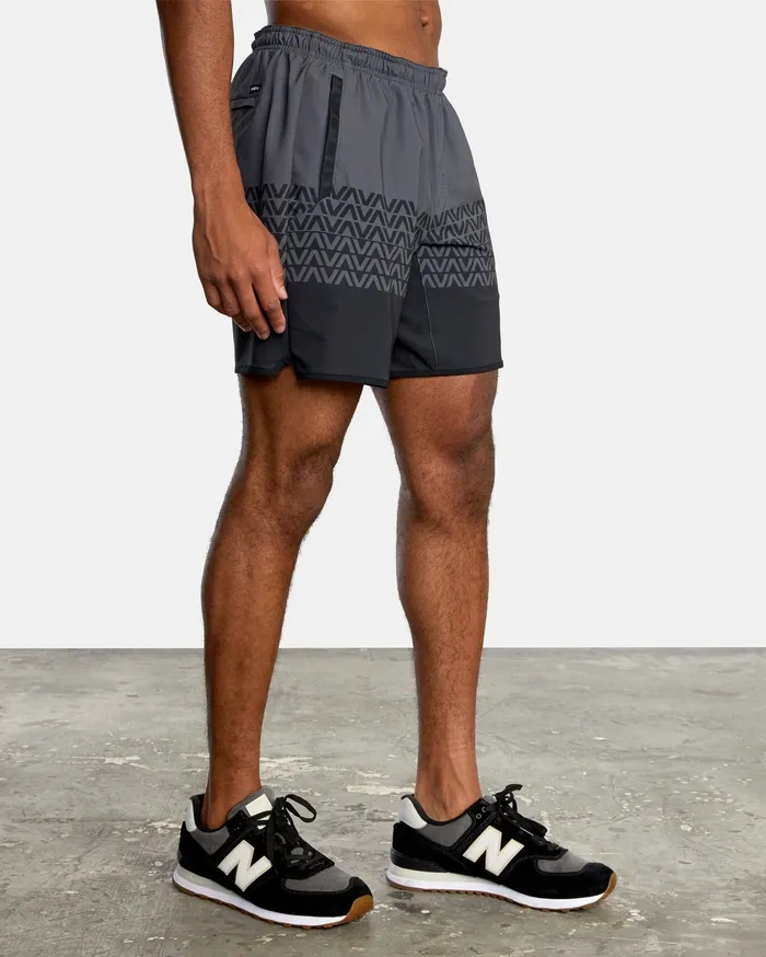 RVCA Mens Shorts Yogger Stretch Athletic Shorts 17034 Grey Black Va Stripe Kvd9 On Sale