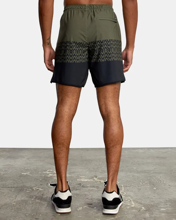 RVCA Mens Shorts Yogger Stretch Athletic Shorts 17034 Olive Black Va Stripe Kvd8 Online