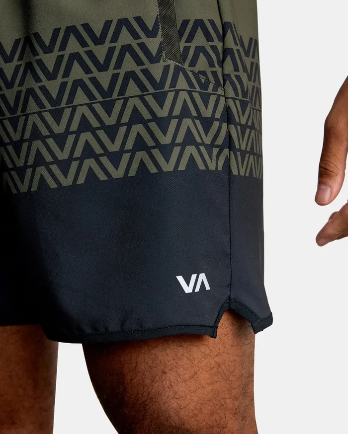 RVCA Mens Shorts Yogger Stretch Athletic Shorts 17034 Olive Black Va Stripe Kvd8 Online
