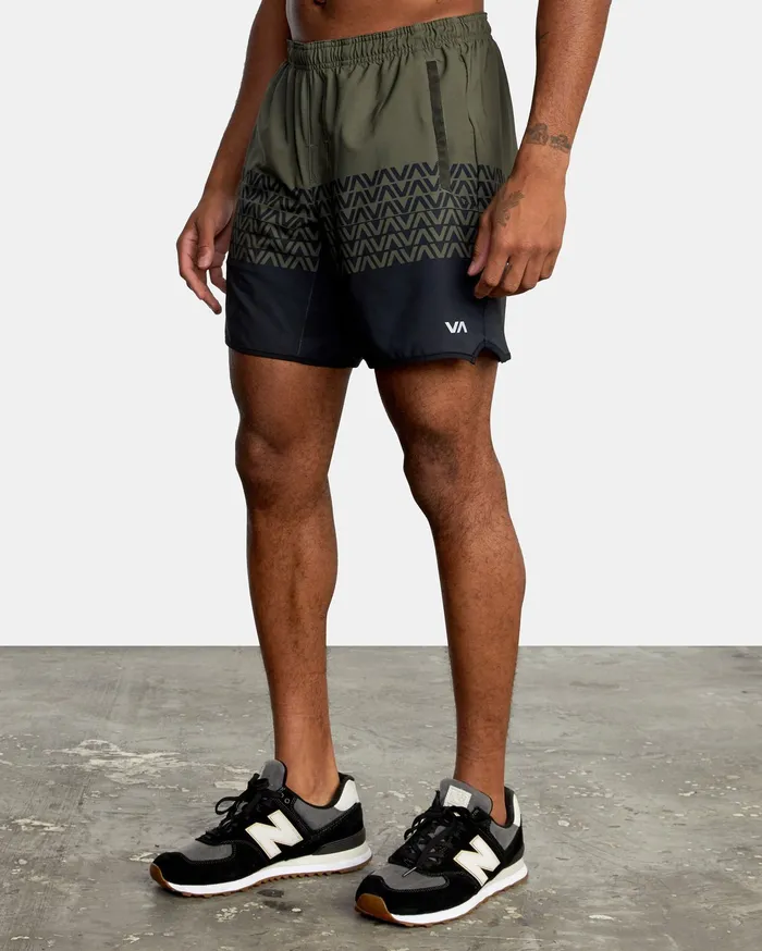 RVCA Mens Shorts Yogger Stretch Athletic Shorts 17034 Olive Black Va Stripe Kvd8 Online