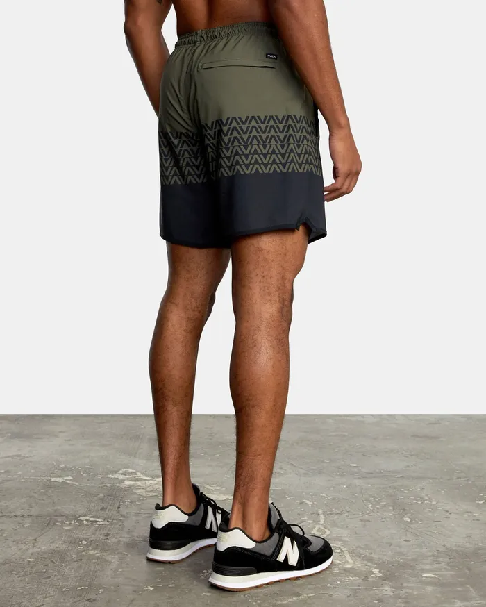 RVCA Mens Shorts Yogger Stretch Athletic Shorts 17034 Olive Black Va Stripe Kvd8 Online
