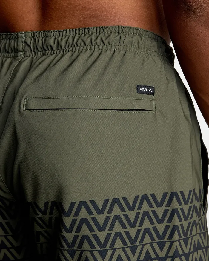 RVCA Mens Shorts Yogger Stretch Athletic Shorts 17034 Olive Black Va Stripe Kvd8 Online