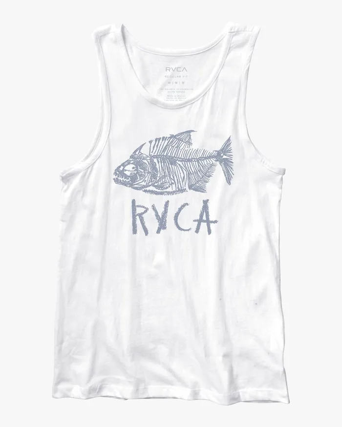 RVCA Mens Tank Tops Ben Horton Dead See Tank Top White Wht