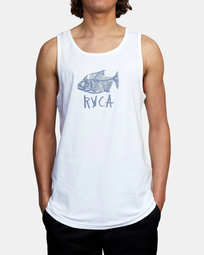 RVCA Mens Tank Tops Ben Horton Dead See Tank Top White Wht