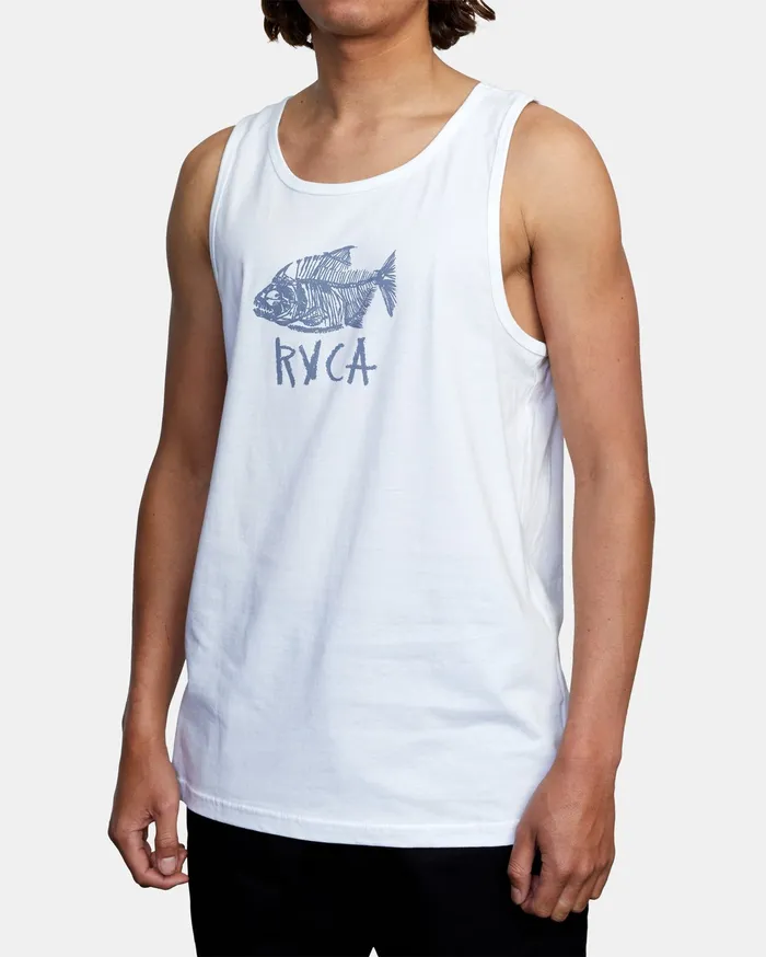 RVCA Mens Tank Tops Ben Horton Dead See Tank Top White Wht