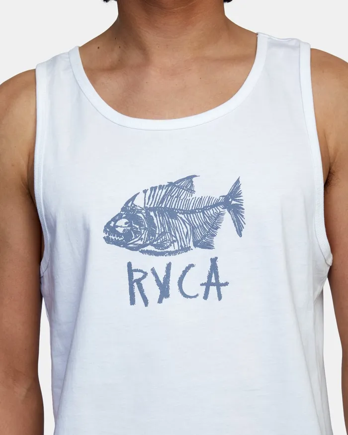 RVCA Mens Tank Tops Ben Horton Dead See Tank Top White Wht