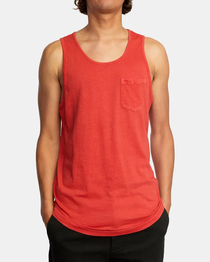RVCA Mens Tank Tops Ptc Pigment Tank Top Chili Chl