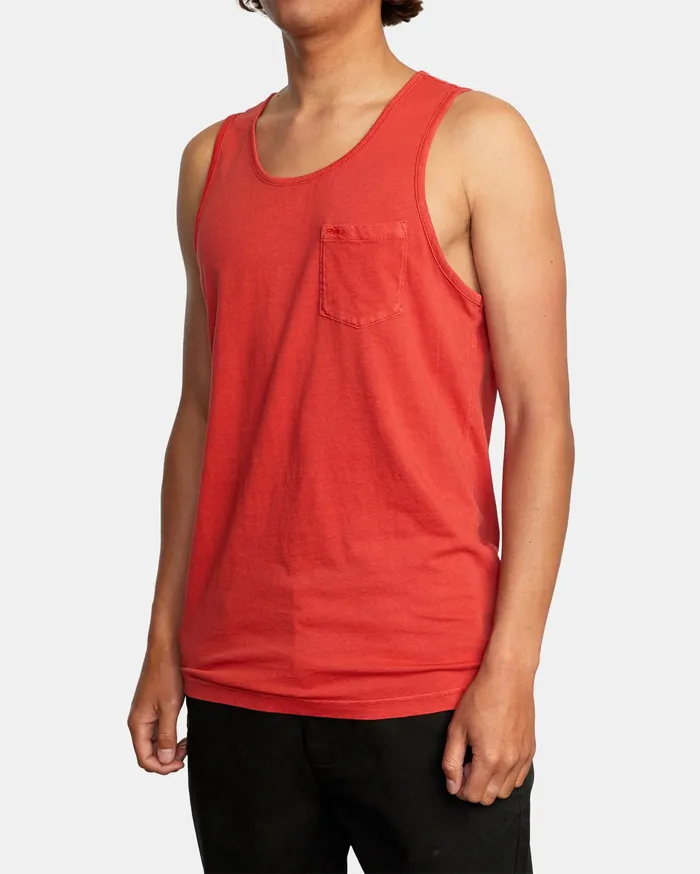 RVCA Mens Tank Tops Ptc Pigment Tank Top Chili Chl