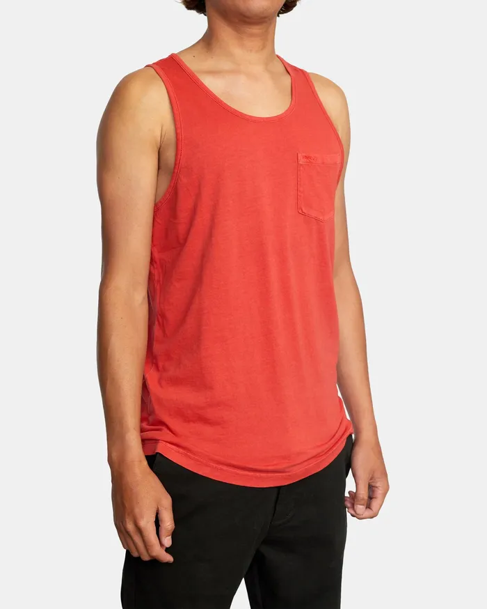 RVCA Mens Tank Tops Ptc Pigment Tank Top Chili Chl
