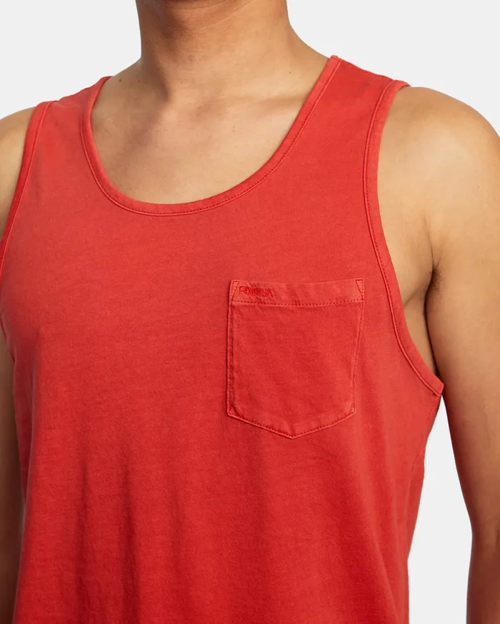 RVCA Mens Tank Tops Ptc Pigment Tank Top Chili Chl
