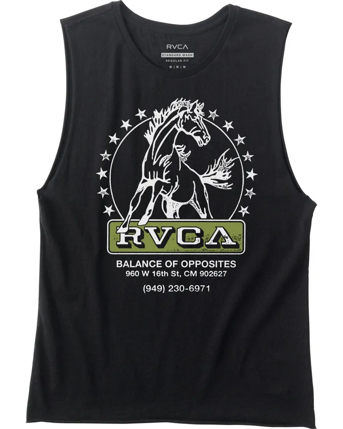 RVCA Mens Tank Tops Unbroken Muscle Tank Top Pirate Black Ptk