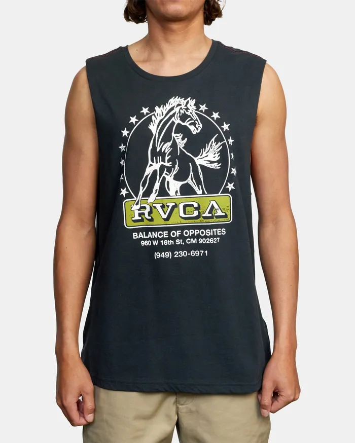 RVCA Mens Tank Tops Unbroken Muscle Tank Top Pirate Black Ptk