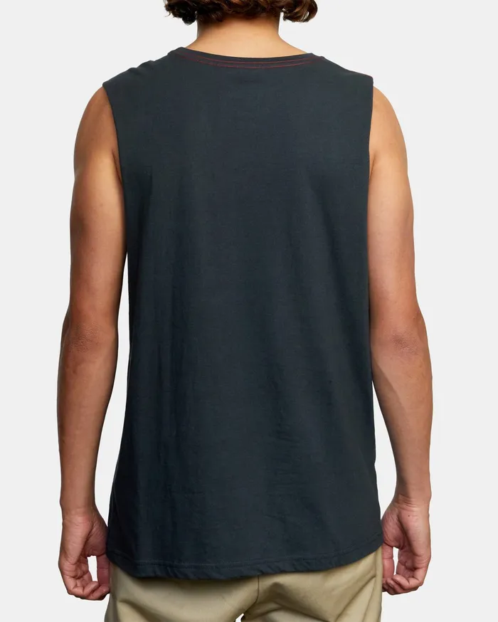 RVCA Mens Tank Tops Unbroken Muscle Tank Top Pirate Black Ptk