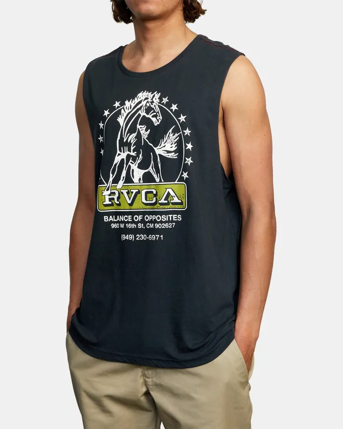 RVCA Mens Tank Tops Unbroken Muscle Tank Top Pirate Black Ptk