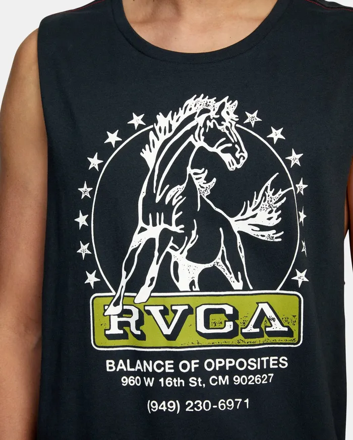 RVCA Mens Tank Tops Unbroken Muscle Tank Top Pirate Black Ptk