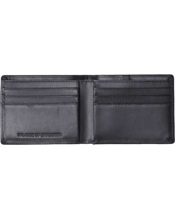 RVCA Mens Wallets Cedar Leather Bifold Wallet Black Blk For Sale
