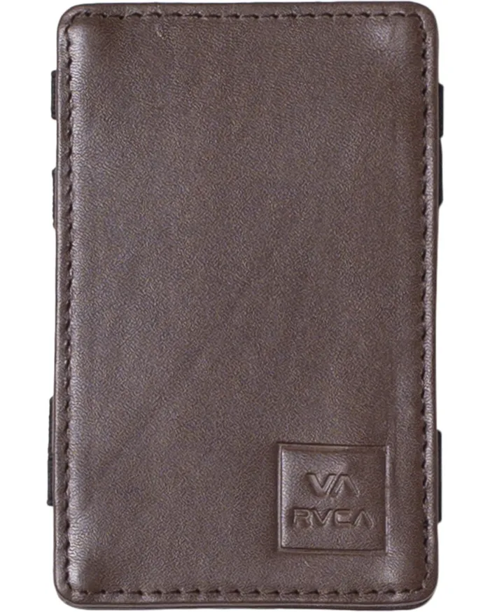 RVCA Mens Wallets Magic Leather Card Wallet Brown Brn Gift 4 You