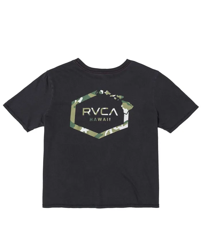 RVCA Tanks Tanks Island Hex Short Sleeve Pocket Tee Washed Black Waa