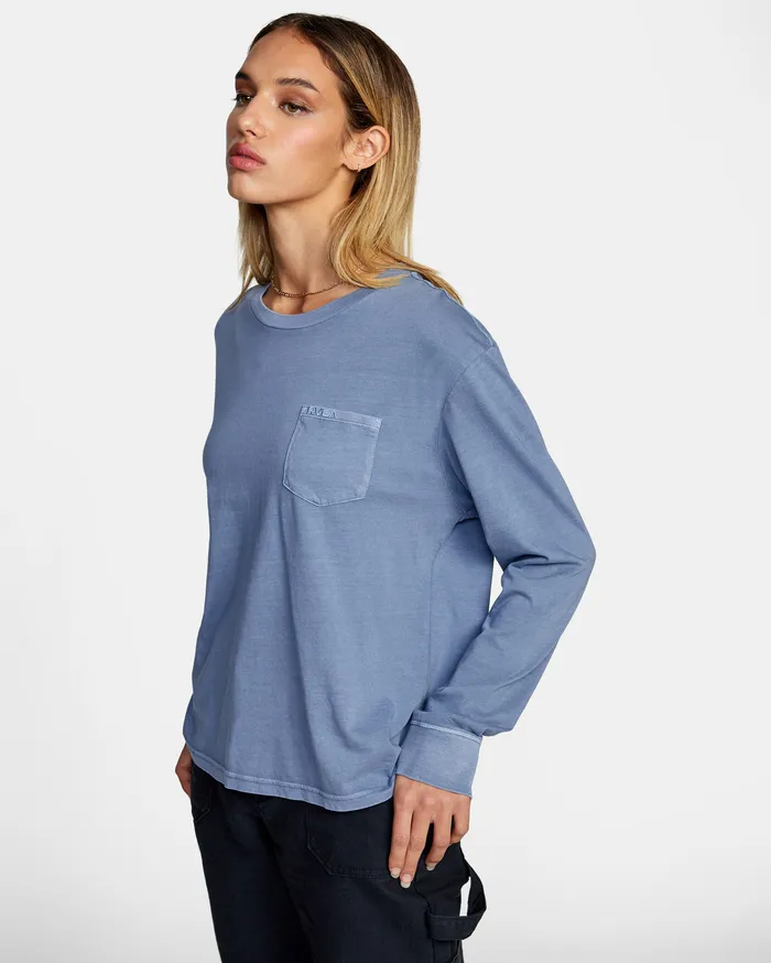 RVCA Tanks Tanks Stolen Long Sleeve Tee Blue Slate Blt