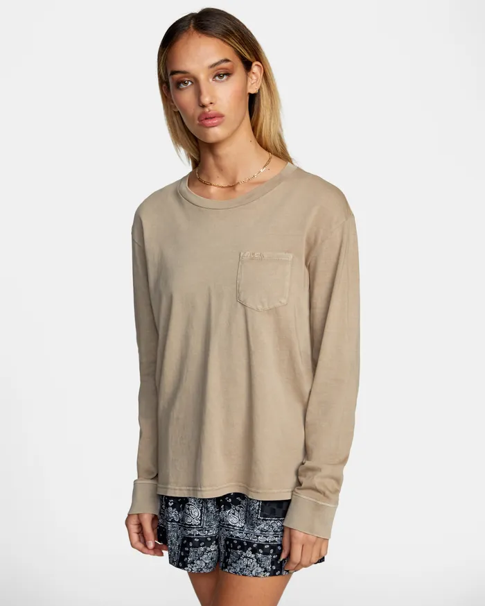 RVCA Tanks Tanks Stolen Long Sleeve Tee Dark Khaki Dkh
