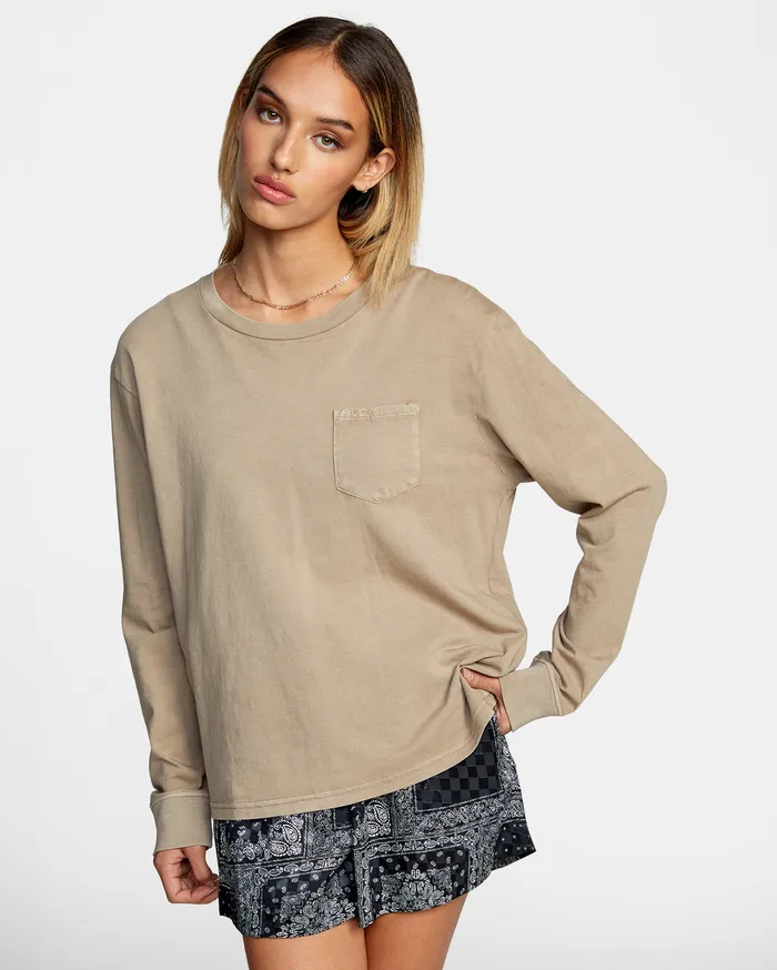 RVCA Tanks Tanks Stolen Long Sleeve Tee Dark Khaki Dkh