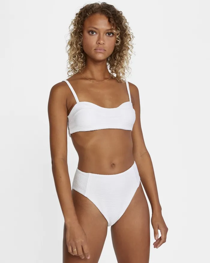 RVCA Womens Bikini Bottoms La Jolla Textured HighRise Cheeky Bikini Bottom Bright White Bwh Gift for Friend