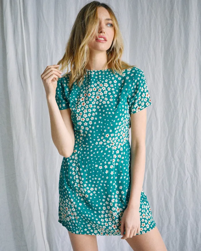 RVCA Womens Dresses Camille Rowe Lido Mini Dress Green Moss Gmv0