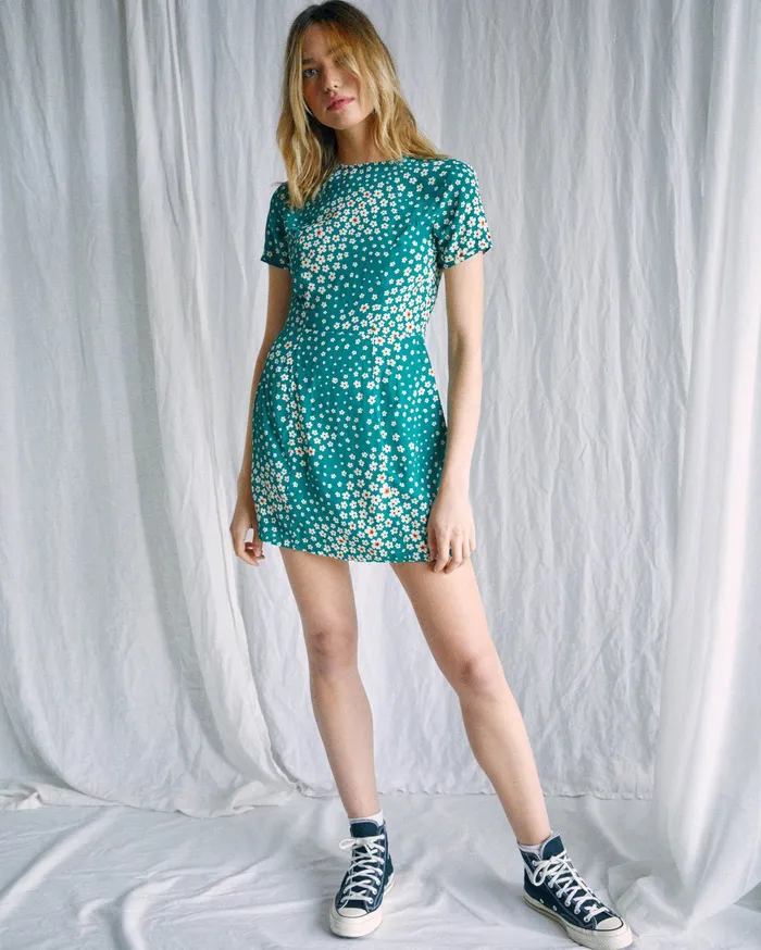 RVCA Womens Dresses Camille Rowe Lido Mini Dress Green Moss Gmv0