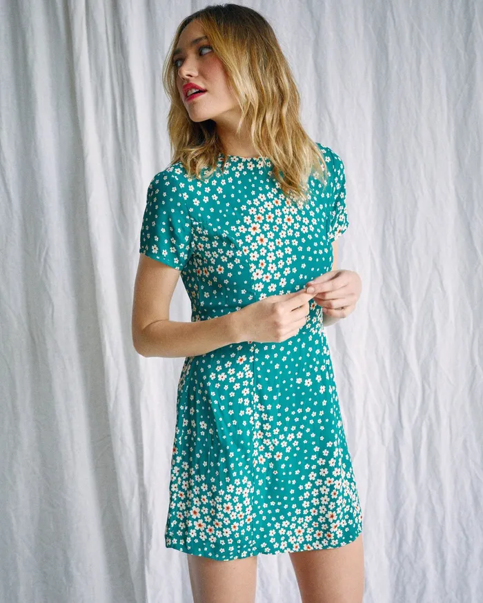 RVCA Womens Dresses Camille Rowe Lido Mini Dress Green Moss Gmv0