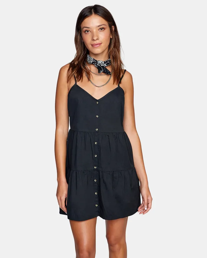 RVCA Womens Dresses Frontier Tank Dress True Black Tub