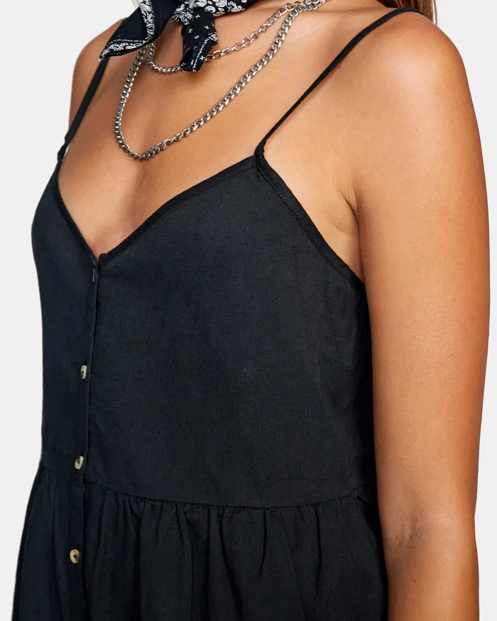RVCA Womens Dresses Frontier Tank Dress True Black Tub