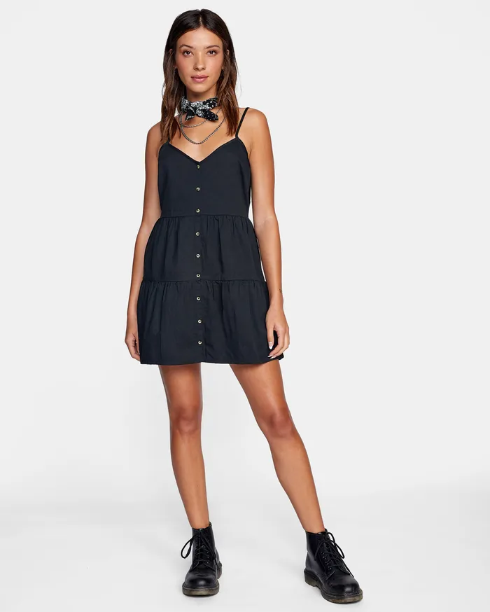 RVCA Womens Dresses Frontier Tank Dress True Black Tub