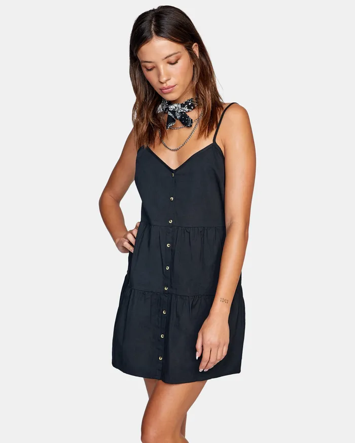 RVCA Womens Dresses Frontier Tank Dress True Black Tub