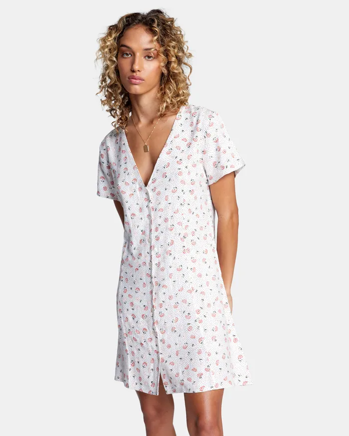 RVCA Womens Dresses Once More Mini Dress Cloud Clo