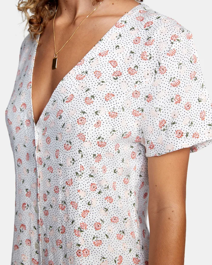 RVCA Womens Dresses Once More Mini Dress Cloud Clo