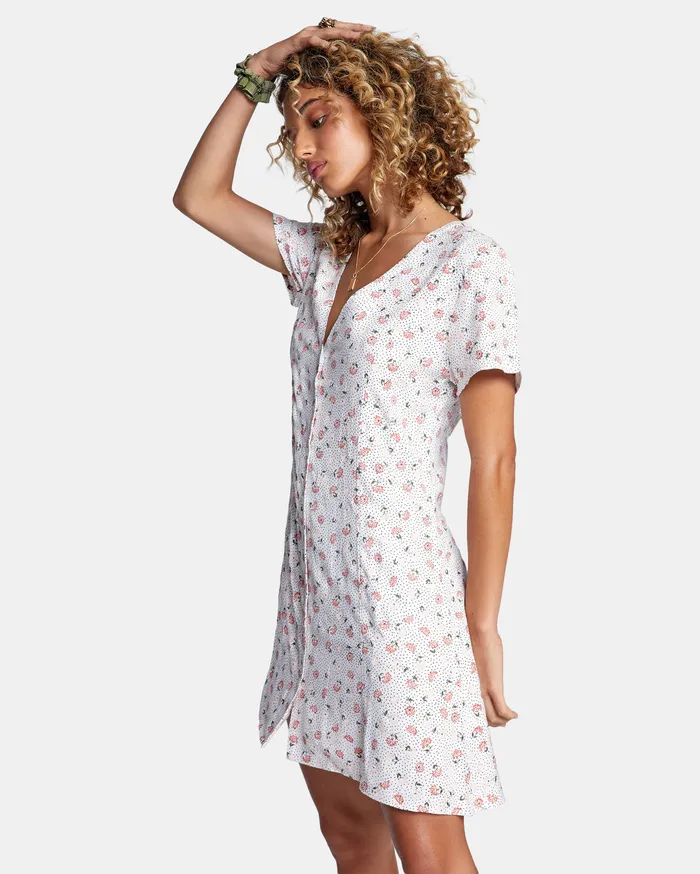 RVCA Womens Dresses Once More Mini Dress Cloud Clo
