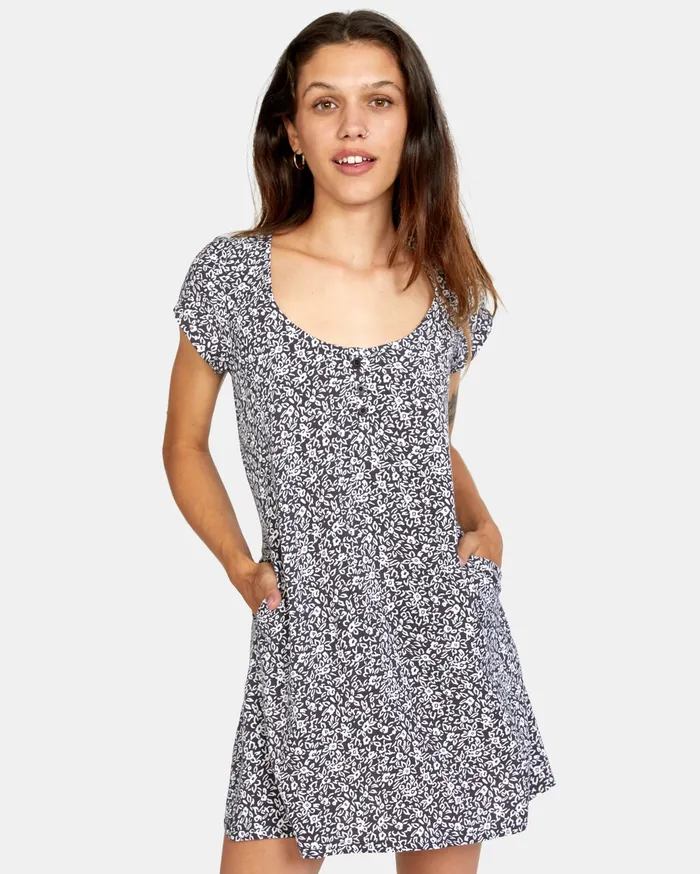 RVCA Womens Dresses Peak It Dress Iron Iro