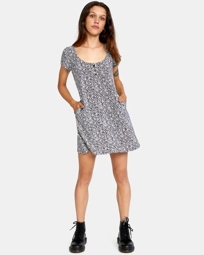 RVCA Womens Dresses Peak It Dress Iron Iro