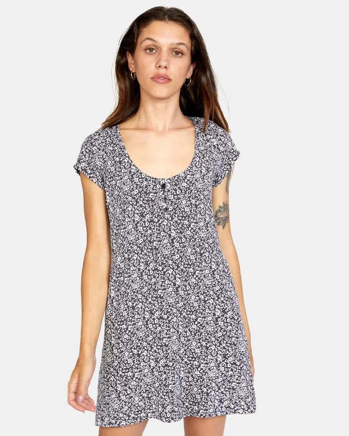 RVCA Womens Dresses Peak It Dress Iron Iro