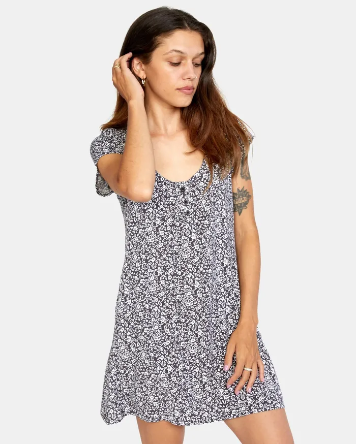 RVCA Womens Dresses Peak It Dress Iron Iro